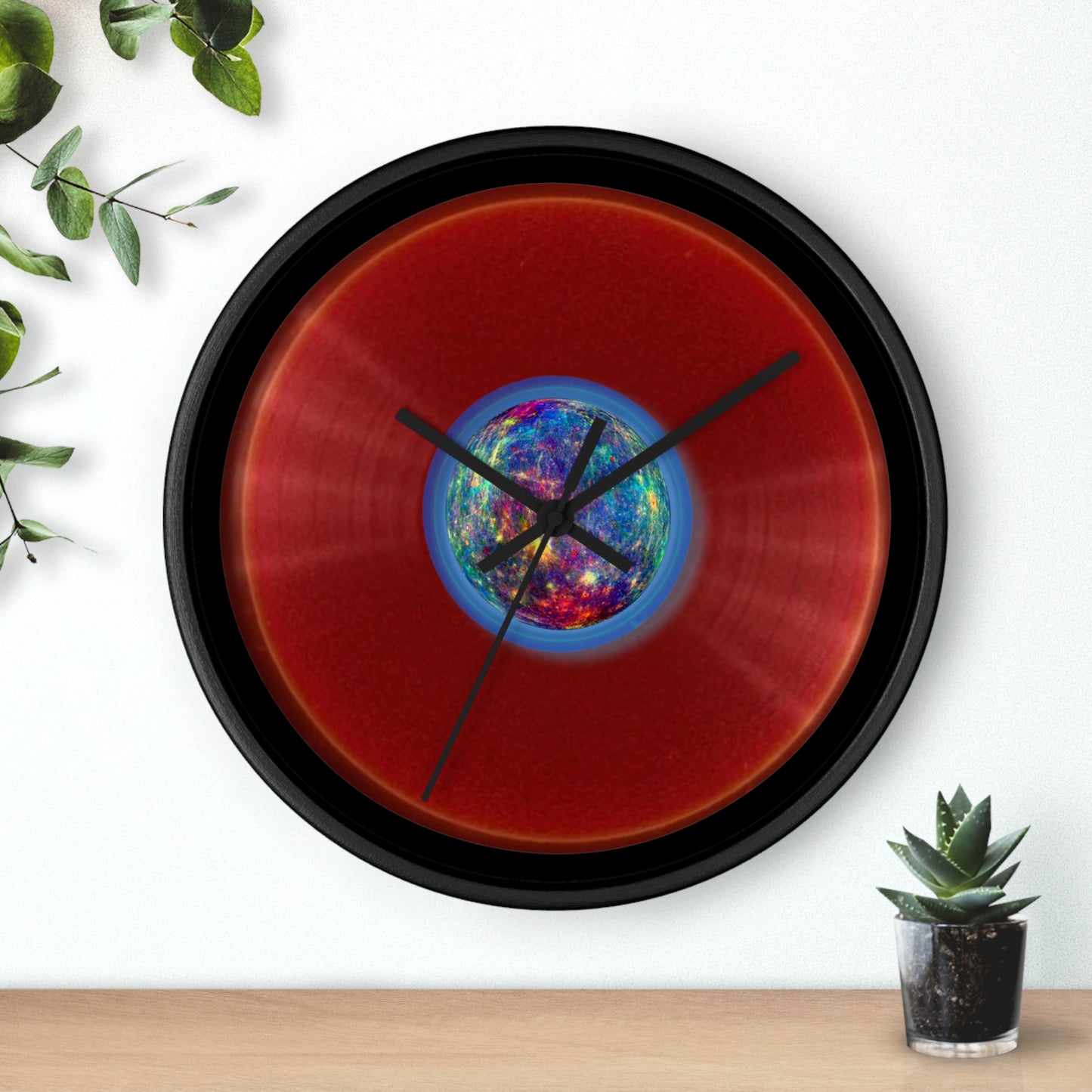 Lumpy Wall Clock - "Donuts of the Gods" - variant 1 - red vivid donut w/black background
