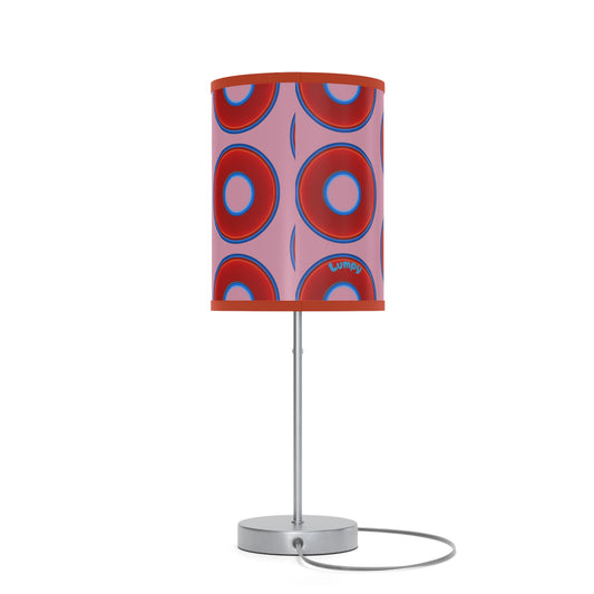 Lumpy Accent Lamps - red vivid donuts w/pale magenta background