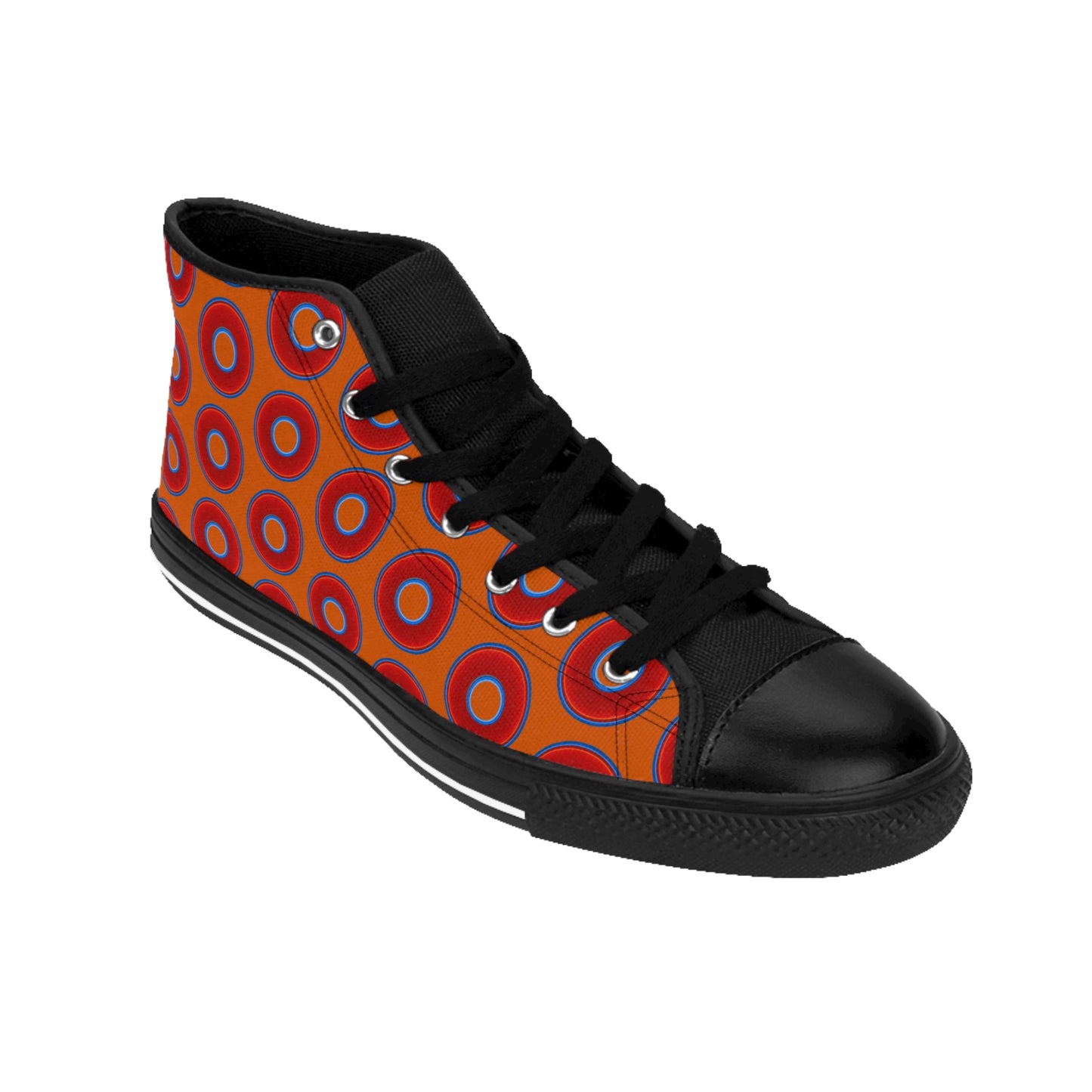 Men's Cushiony Convectors - High Tops - red vivid donuts w/dark orange background