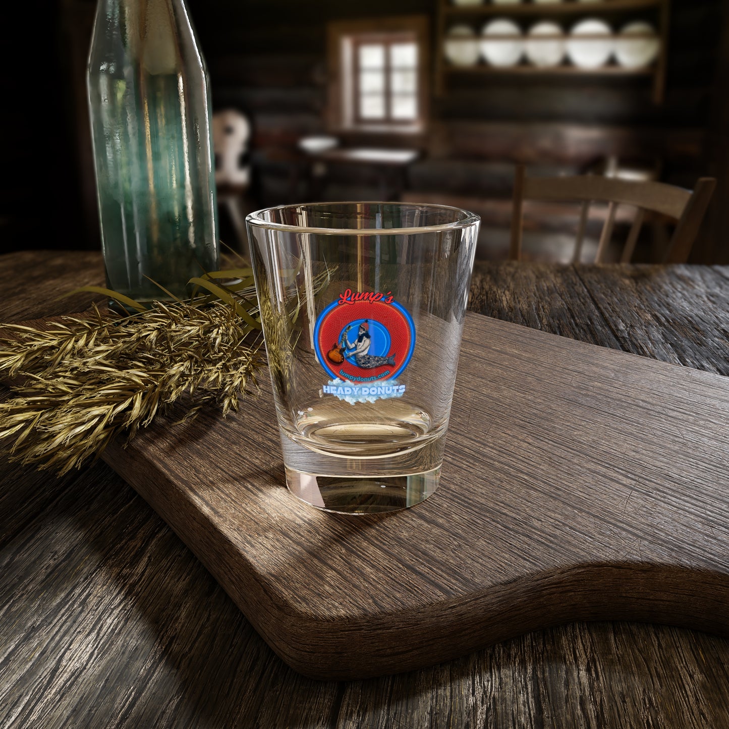 Bad Fhishy Too - "Lump's Heady Logo" - Shot Glass, 1.5oz - rustic red donut