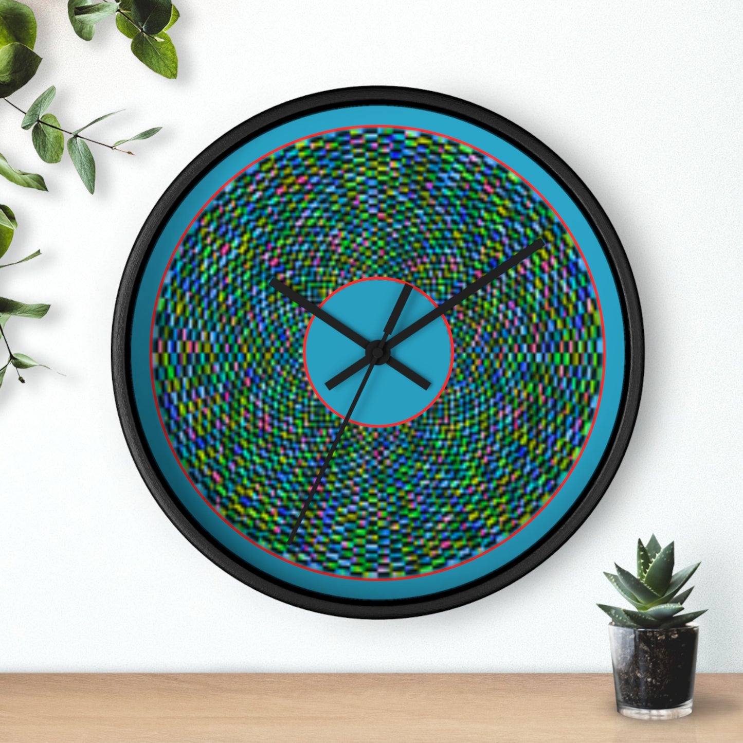 Lumpy Wall Clock - "Pixilated Donut" - variant 1 - tight outlined donut w/dark blue background