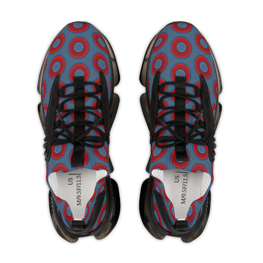 Donut Kicks - red vivid donut print w/steel blue background