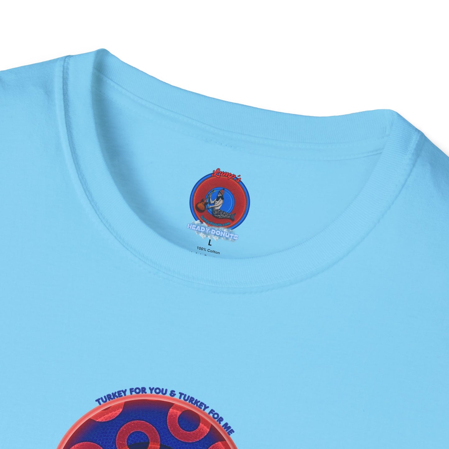 Classic Donut Tee - Unisex Soft-Style - "Turducken Donut Madness" - blue/red rustic paradox donut - holiday edition