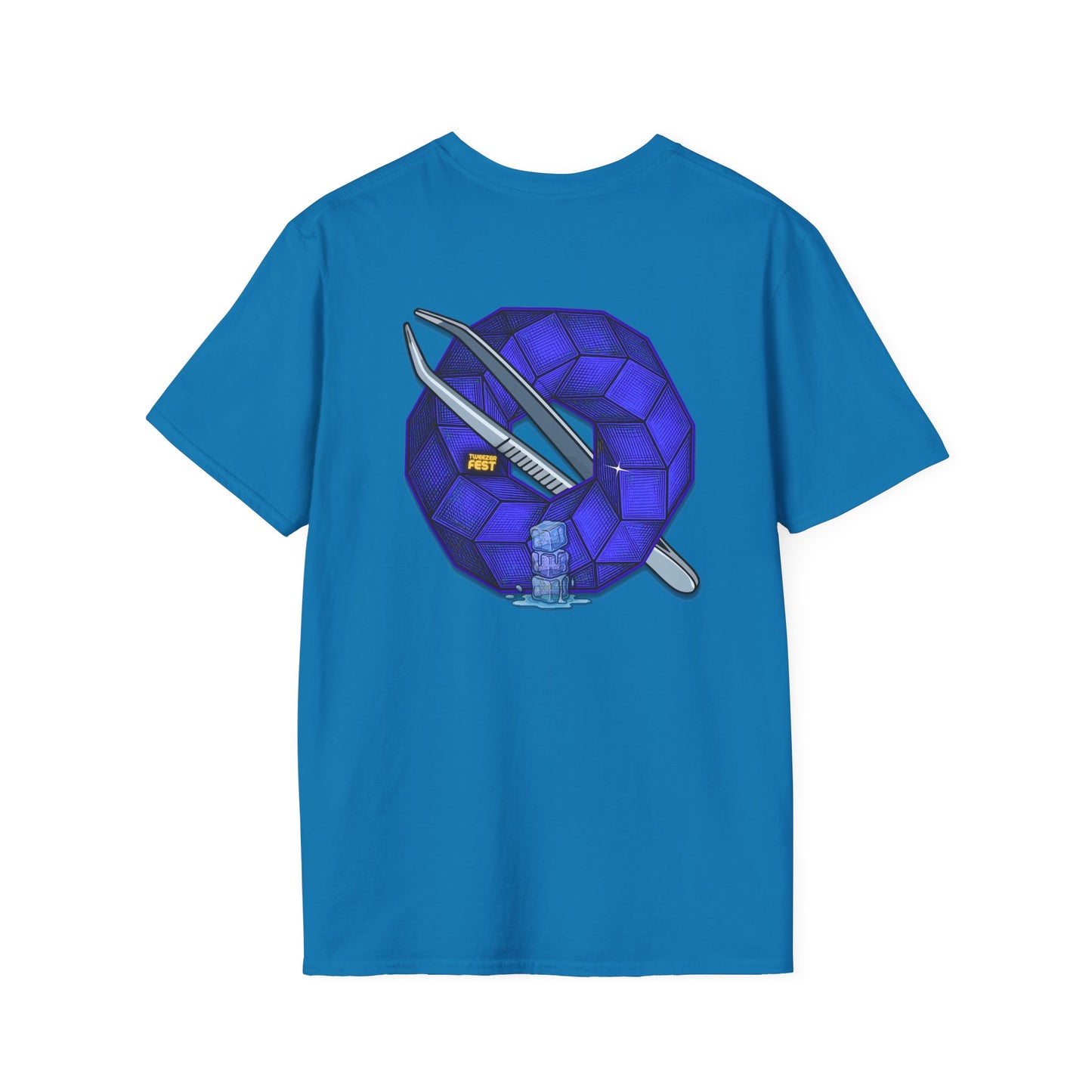Classic Donut Tee - Unisex Soft-Style - "The Teasing Festivus Donut" - blue rustic cubed donut