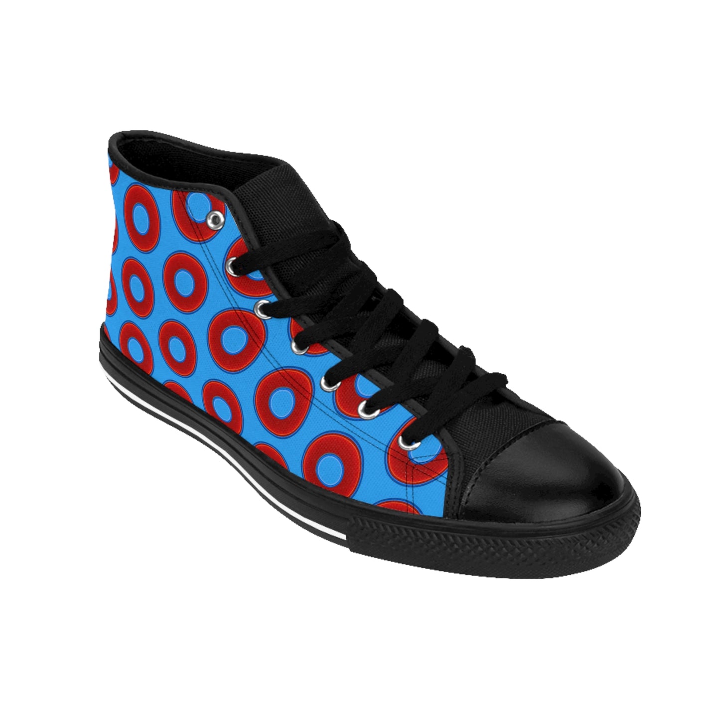 Cushiony Convectors - High Tops - red vivid donuts w/sky royal blue background
