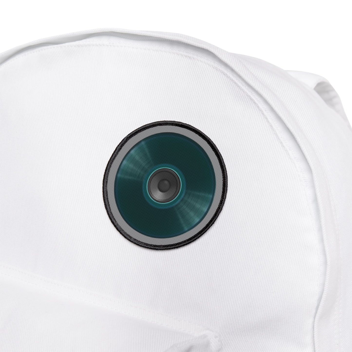 Iron-On Donut Patch - "Speaker Donut" - series 1.0 - dark teal record donut