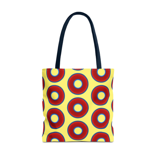 Lumpy Beach/Tote Bag - red vivid donuts w/yellow background
