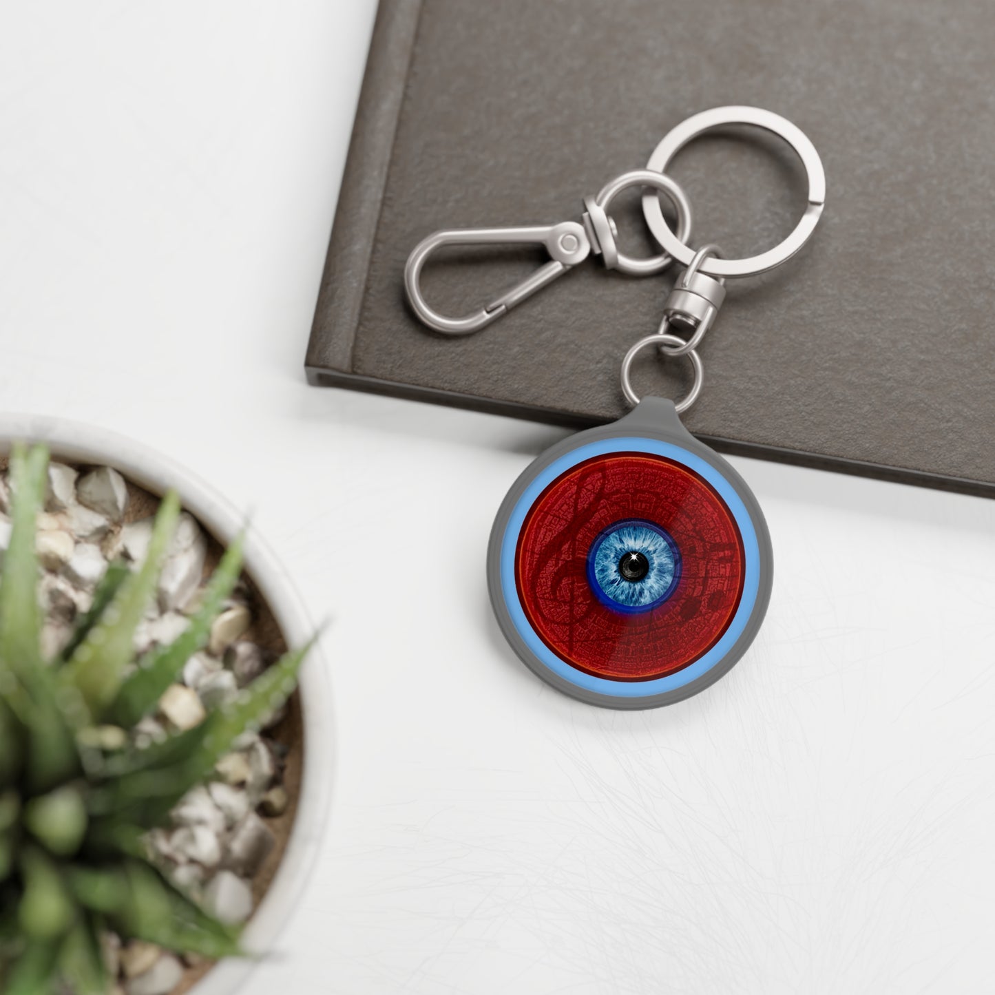 Lumpy Donut Keychain - "The Donut Peering Through Your Opacity" - series 1.0 - red musically gifted donut