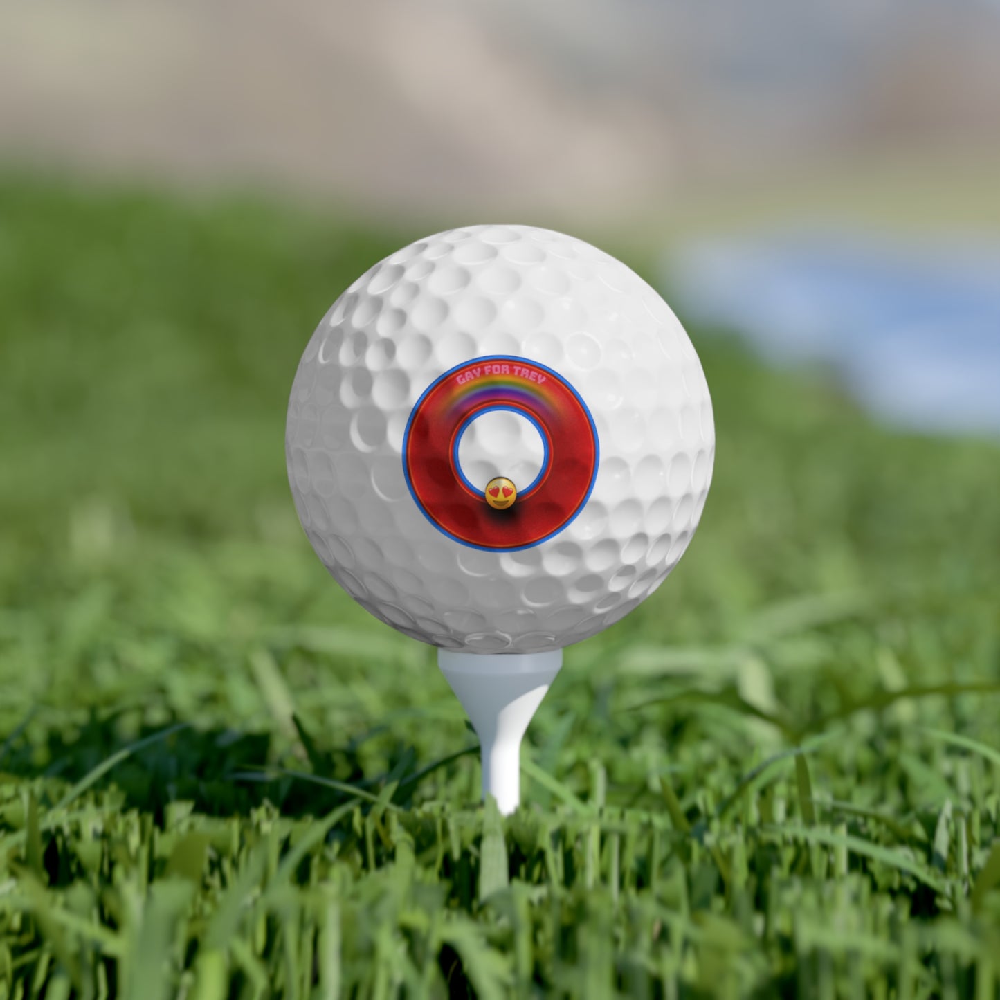 Lumpy Donut Golf Balls - 6-pack - "Mark's Favorite Donut" - vivid red/blue donut