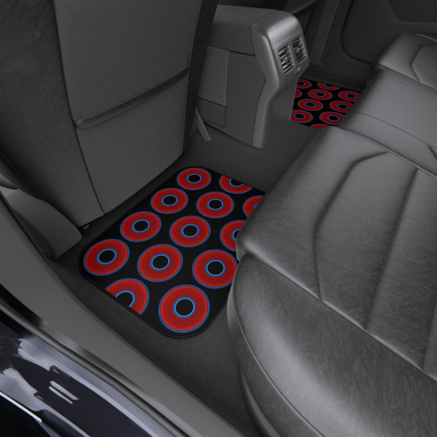 Contacted Car Mats - vivid donut print w/black background