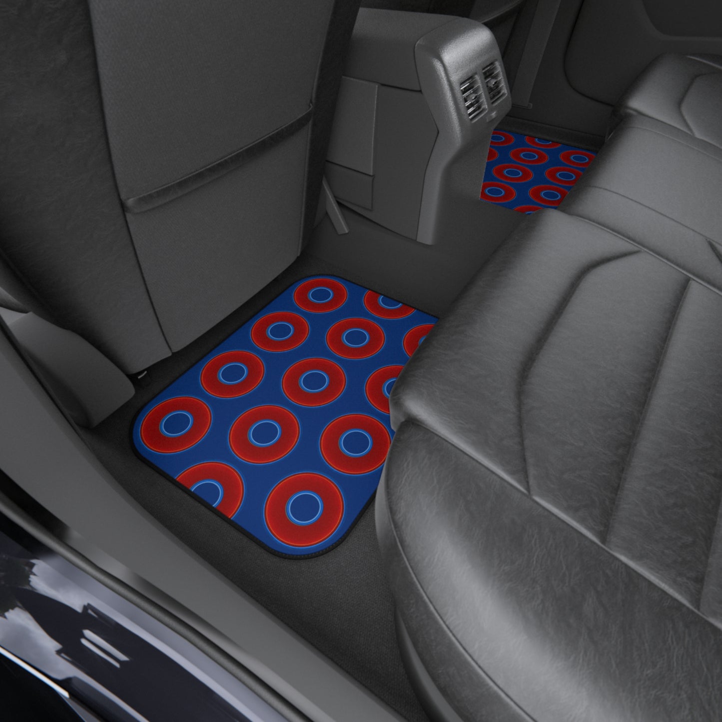 Contacted Car Mats - vivid donut print w/dark blue background