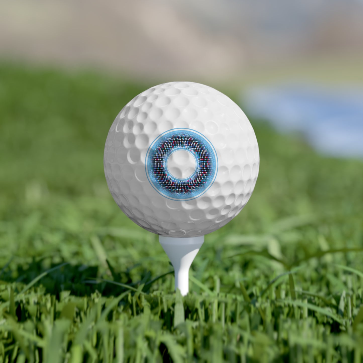 Lumpy Donut Golf Balls - 6-pack - "Plain/Abstract Donut" - light blue/multicolored microdot donut
