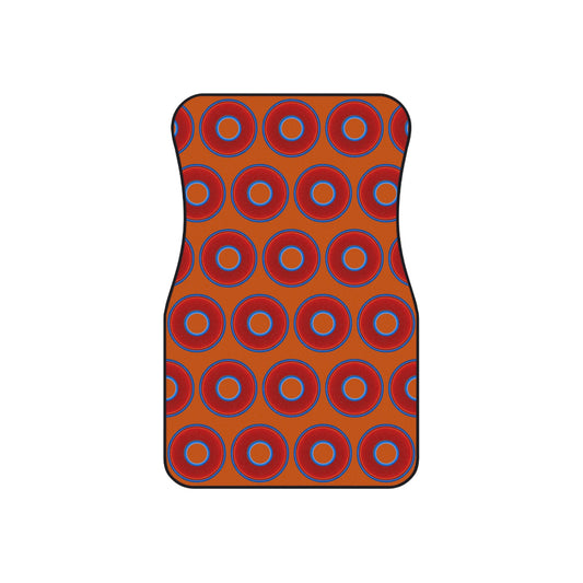 Contacted Car Mats - Set of 2/Front - vivid donut print w/dark orange background