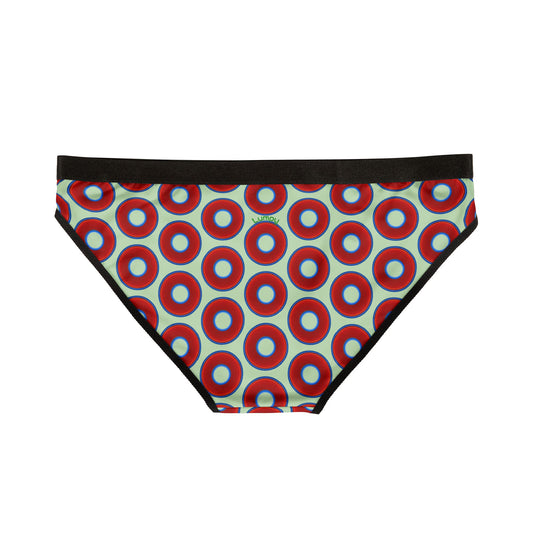 Lumpy Donut Underwear - vivid red donut print w/seafoam green background