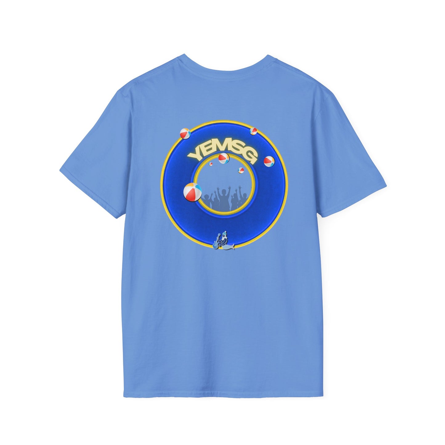 Donut Tee - Unisex Soft-Style - "The Donut's Secret Ingredient? MSG" - vivid blue/yellow donut - variant 2
