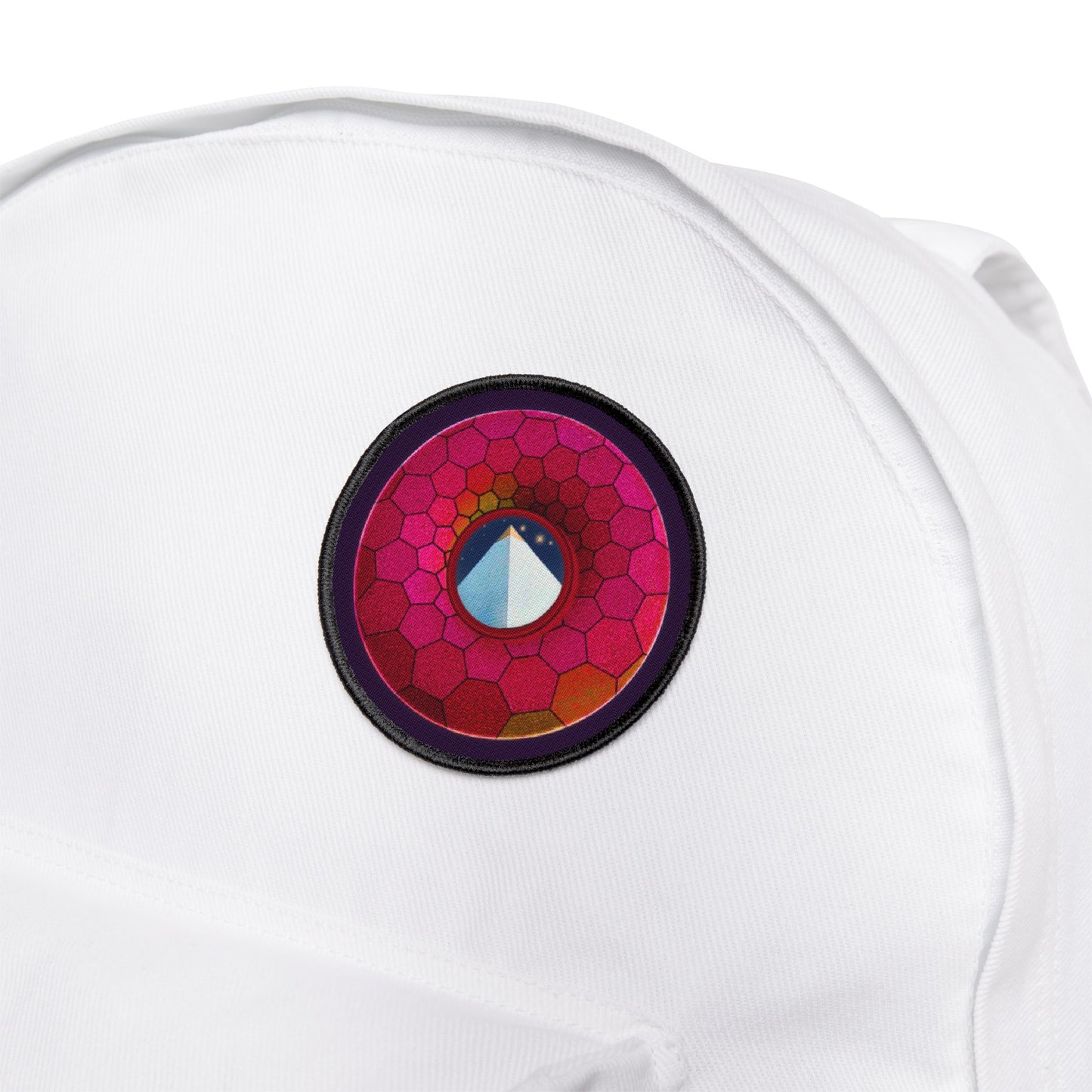 Iron-On Donut Patch - "Limestone Donut Patches so Large" - magenta hexadonut - variant 5