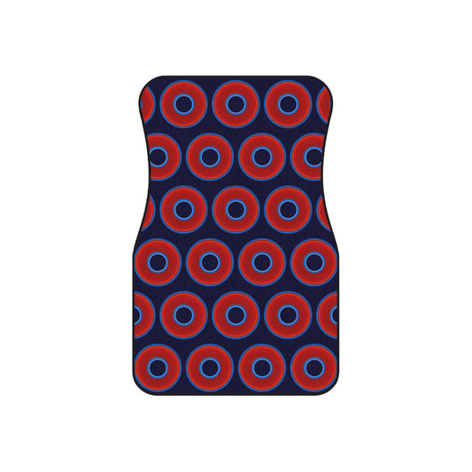 Contacted Car Mats - vivid donut print w/midnight blue background