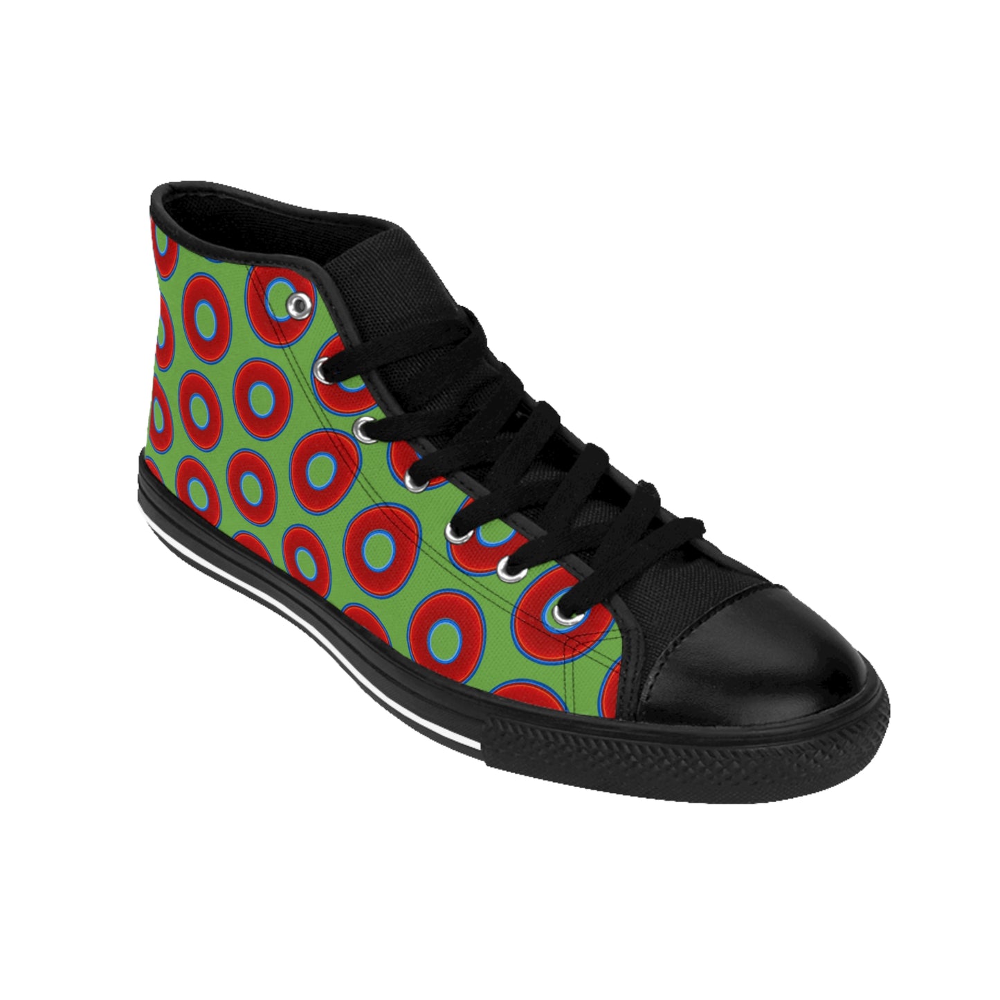 Men's Cushiony Convectors - High Tops - red vivid donuts w/light green background