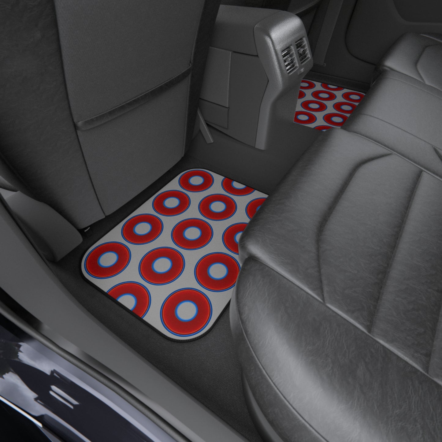 Contacted Car Mats - vivid donut print w/light gray background