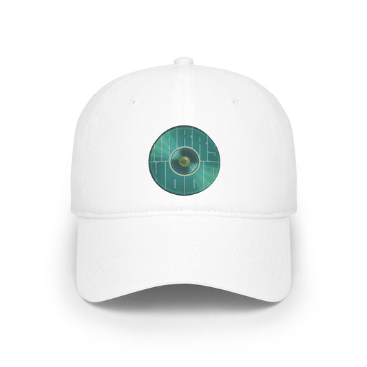 Lumpy Donut Baseball Cap - "Harry Hoodlum Donut Cap" - variant 2 - vivid green blue donut w/words