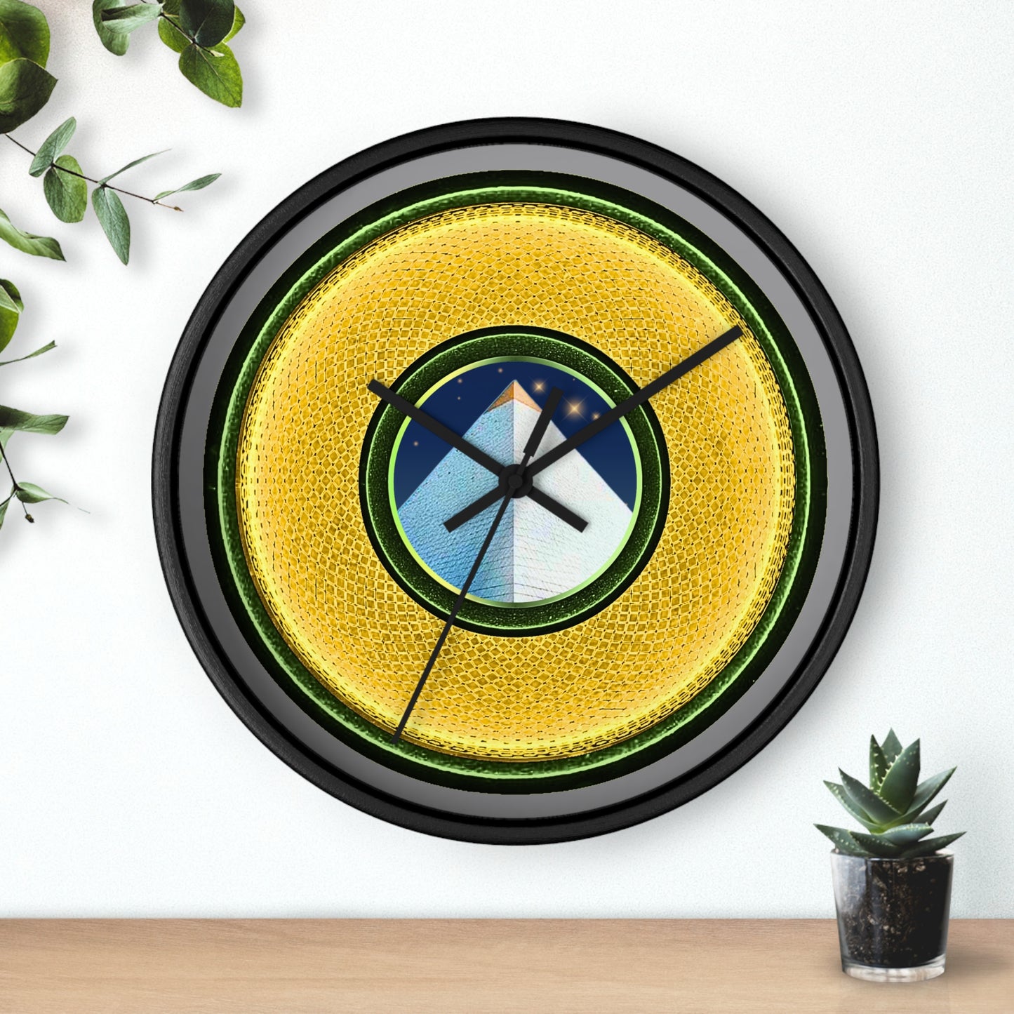 Lumpy Wall Clock - "Limestone Donuts Clocks so Large" - variant 3 - rustic golden donut w/gray background