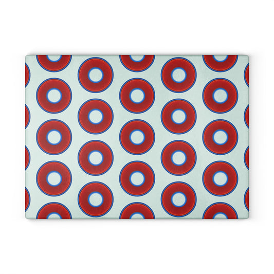 My Friend's Cutting Board - vivid red donuts w/white background