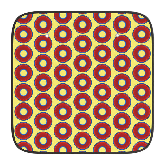 Automotive Donut Sun Shade - red vivid donuts w/yellow background