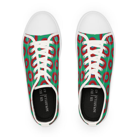 Men's - Chuck Taylors - large vivid red donut print w/jade green background