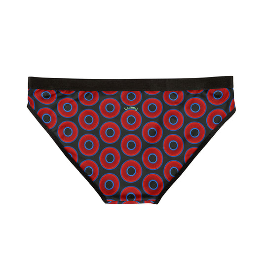 Lumpy Donut Underwear - vivid red donut print w/midnight moss green background