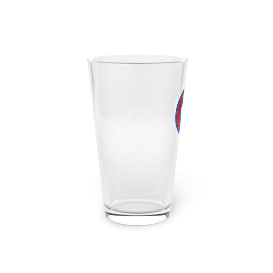 16oz Lumpy Pint Glass - "Mothership of a Pint" - rustic red/light blue donut