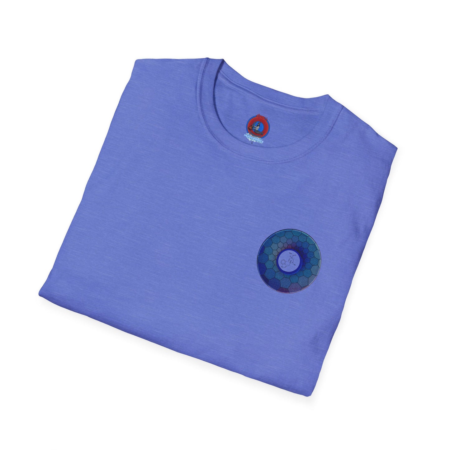 Classic Donut Tee - Unisex Soft-Style - "Dr. Albert Hofmann's Favorite Donut" - series 1.0 - variant 2 - blue hexadonut