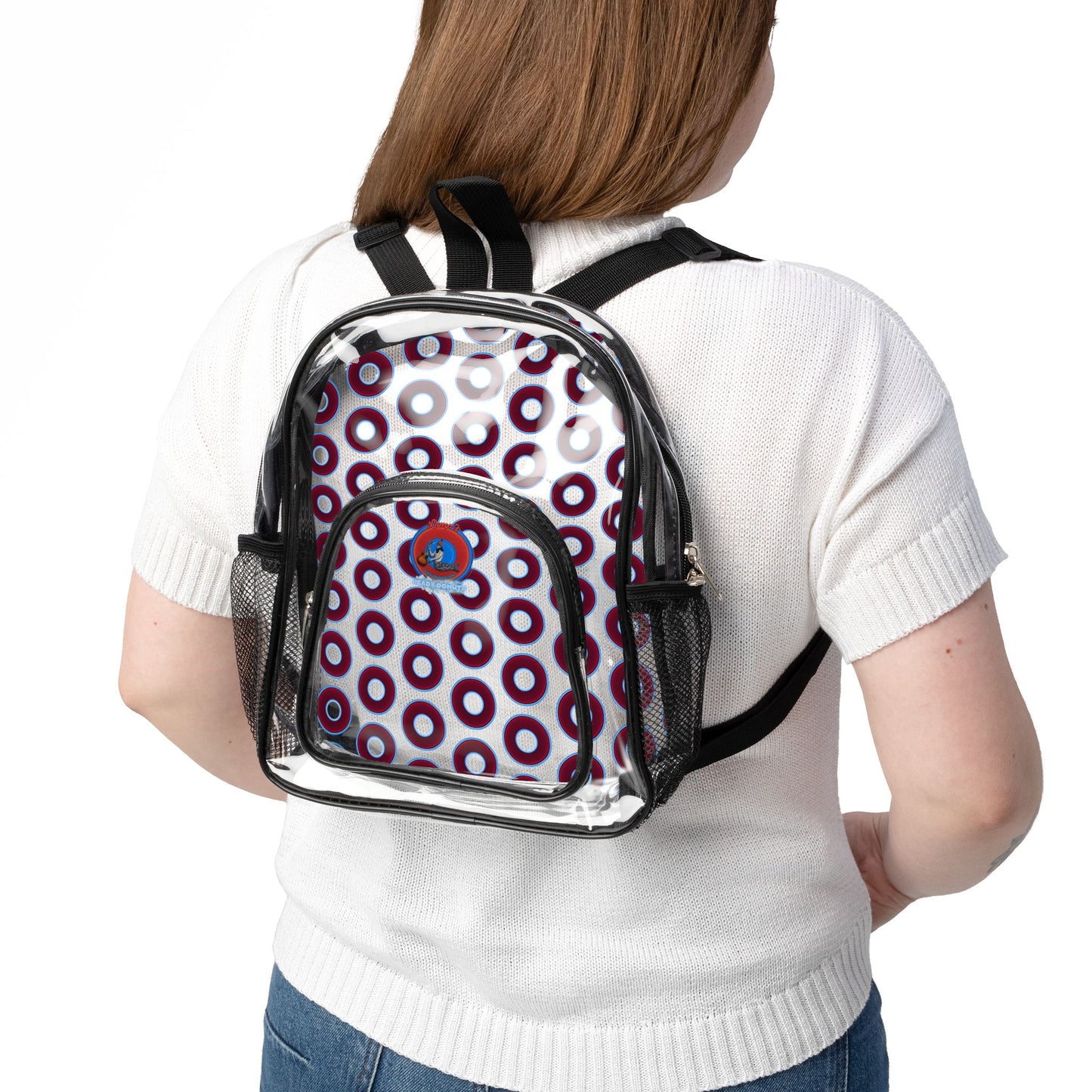 Lumpy Clear Pack/Concert Buddy - Plain Vivid Donut Print - burgundy/light blue