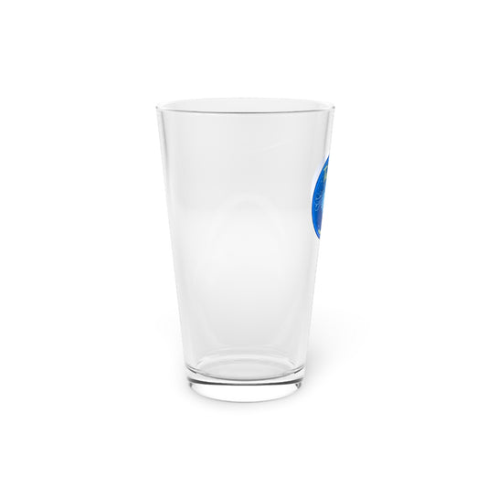 16oz Lumpy Pint Glass - "Uncle Ebenezer's Pint Glass" - vivid blue donut