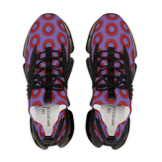 Donut Kicks - red vivid donut print w/light purple background