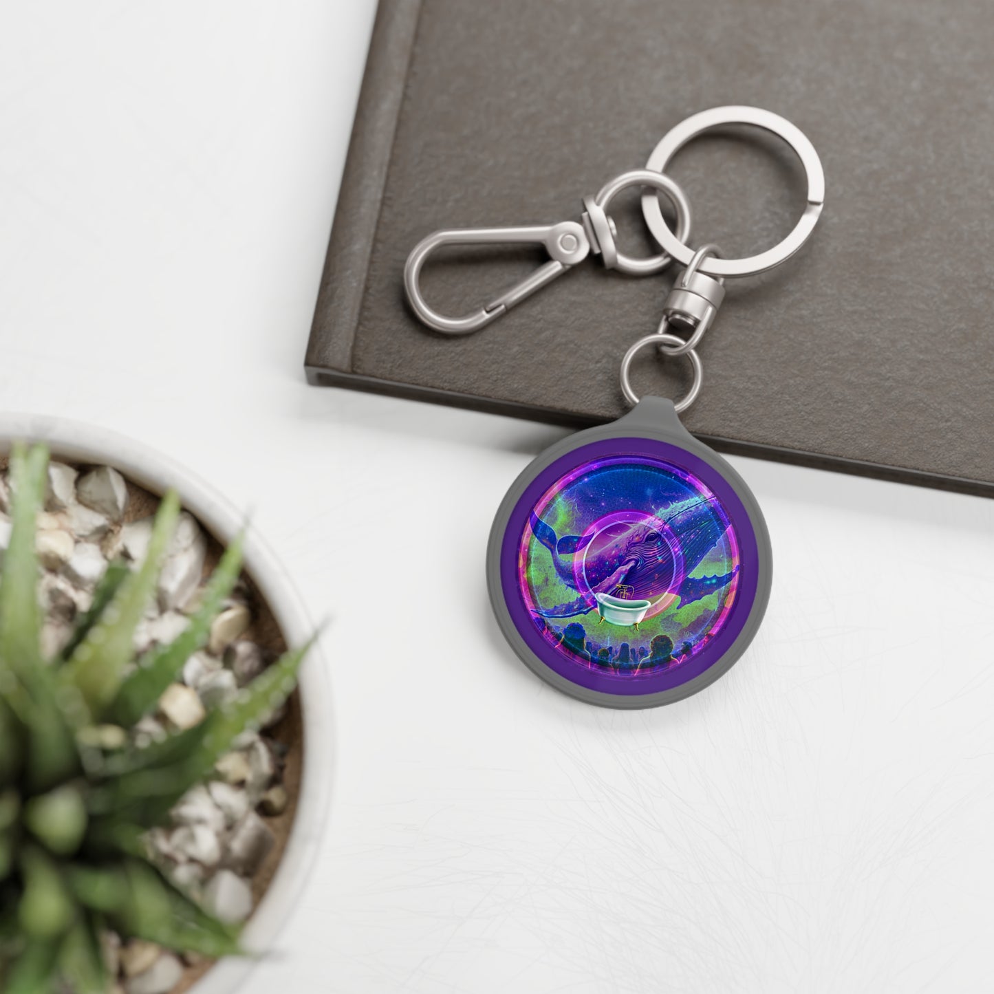 Lumpy Donut Keychain - "A Purple Humpback Whale of a Good Time" - series 1.0 - variant 2 - purple donut