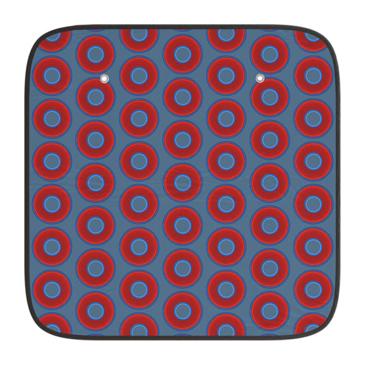 Automotive Donut Sun Shade - red vivid donuts w/steel blue background