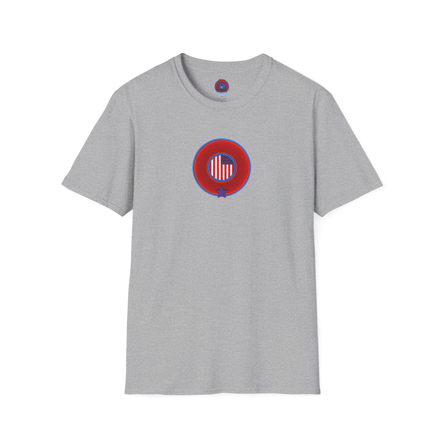 Classic Donut Tee - Unisex Soft-Style - "One Indivisible Donut" - vivid red phreedom donut - w/star - variant 2