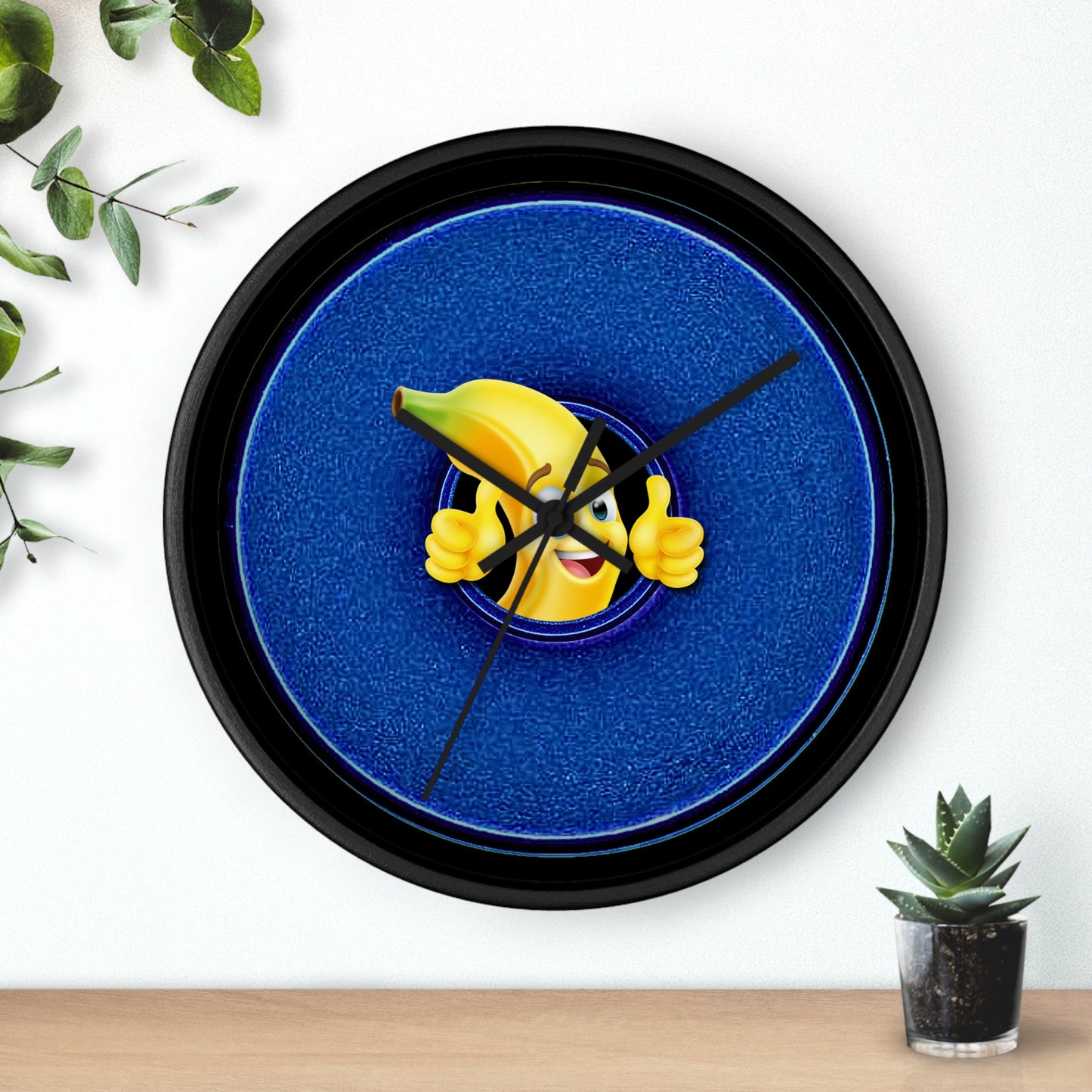 Lumpy Wall Clock - "Dis Sheet, It's Bananas" - variant 5 - blue vivid donut w/black background