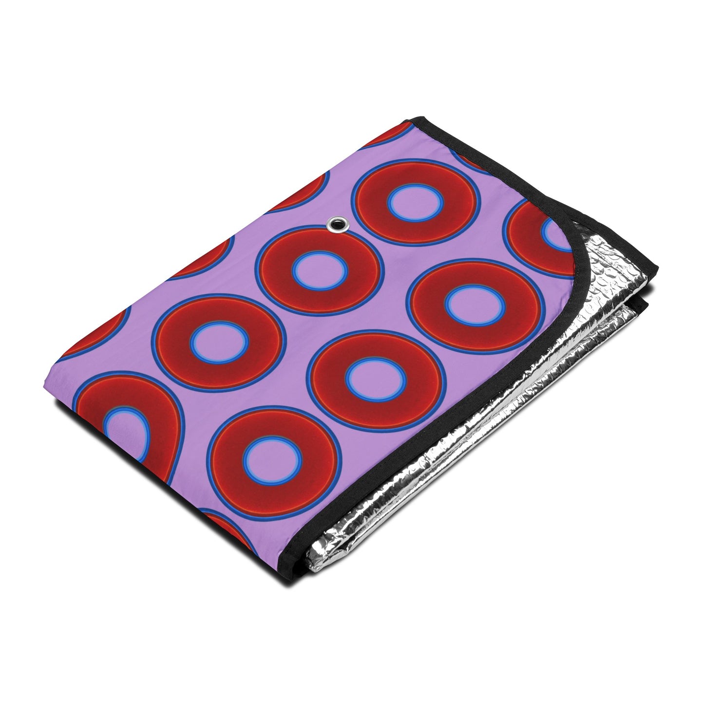 Automotive Donut Sun Shade - red vivid donuts w/wisteria purple background