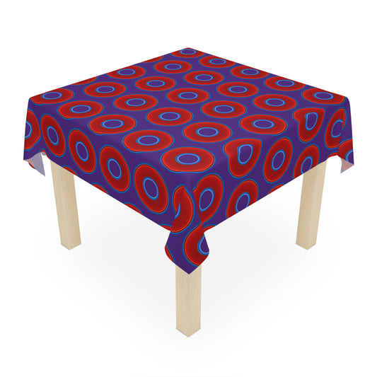 Lumpy Tablecloth - 55.1" x 55.1" - vivid red donuts w/purple background