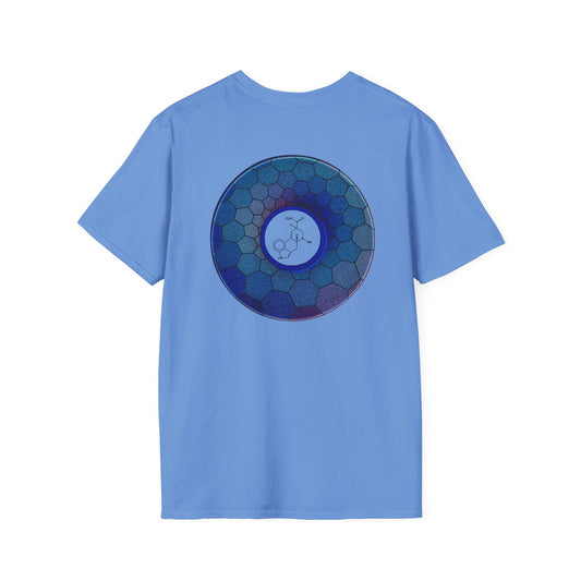 Classic Donut Tee - Unisex Soft-Style - "Dr. Albert Hofmann's Favorite Donut" - series 1.0 - variant 2 - blue hexadonut