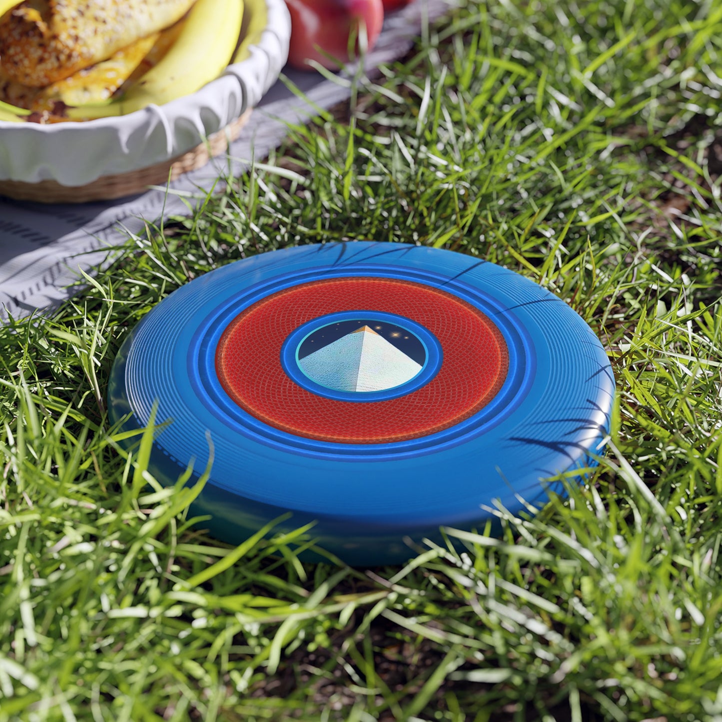 Lumpy Wham-O Donut Frisbee - "The Limestone Phrisbee" - red/royal blue