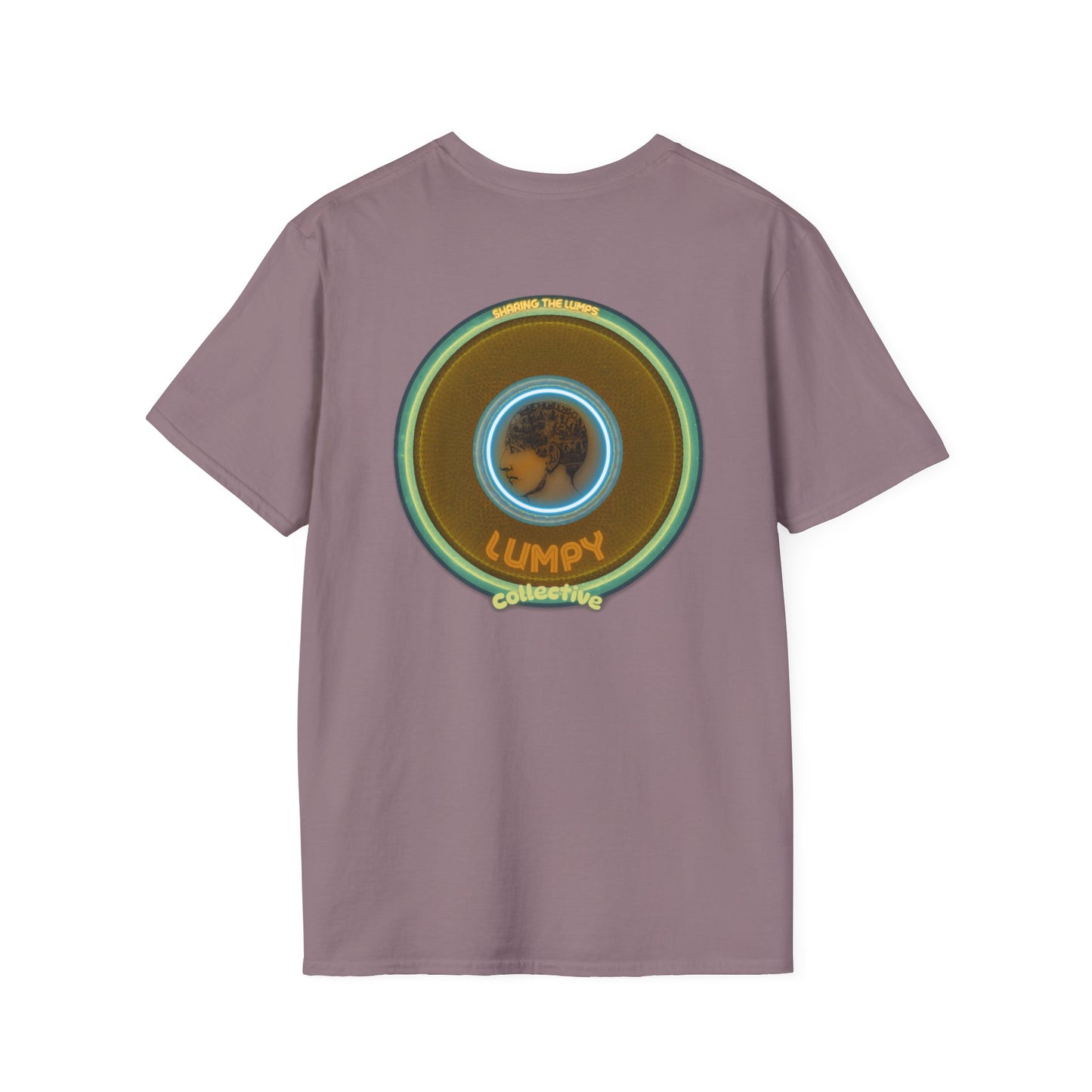 Classic Donut Tee - Unisex Soft-Style - "Lumpy Collective Donut" - bronze/green lumpy donut - variant 5