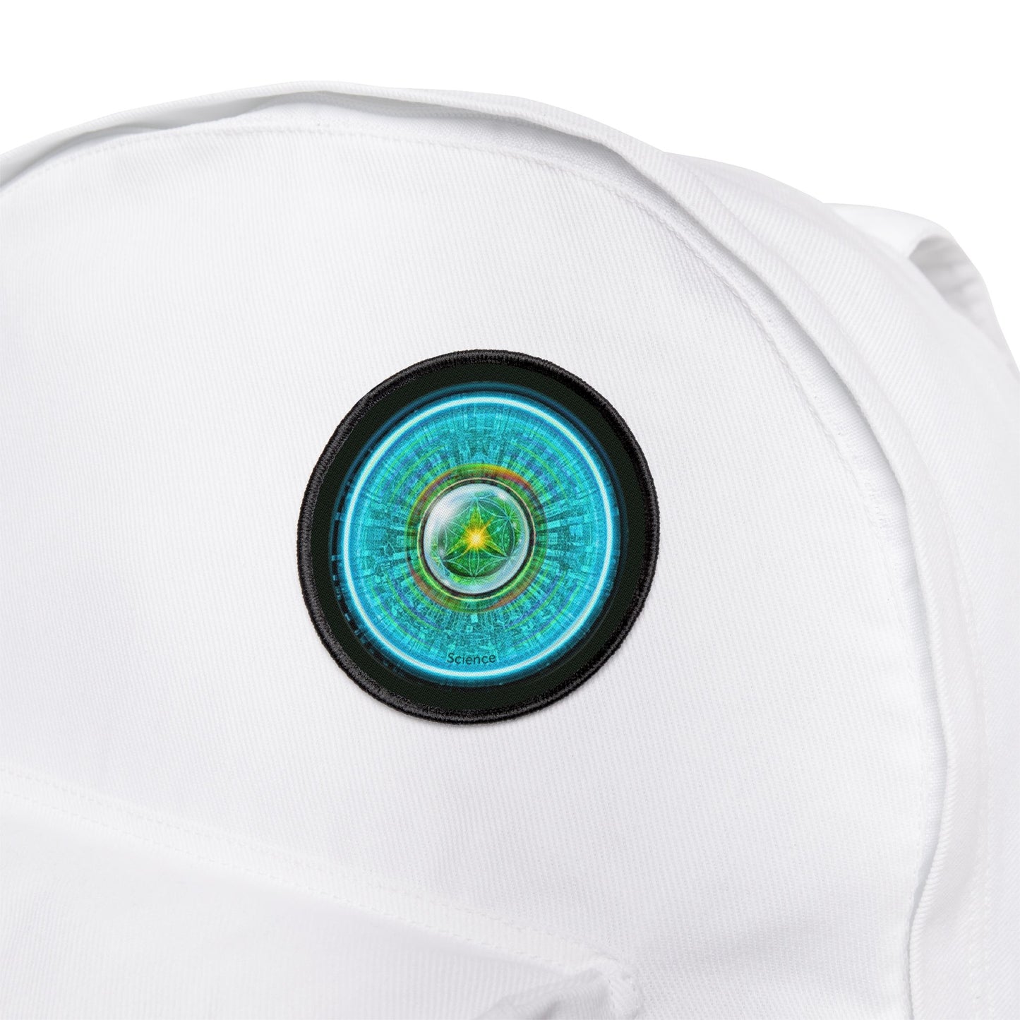 Iron-On Donut Patch - "Donut of Life Patch" - vivid turquoise tube donut - variant 1