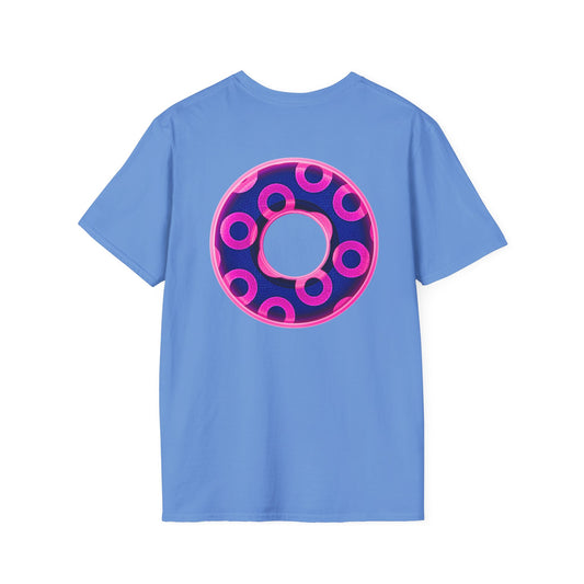 Plain Donuts/Unisex Soft-Style - "Plain Rustic Paradoxical Donuts" - hot pink/dark blue donuts