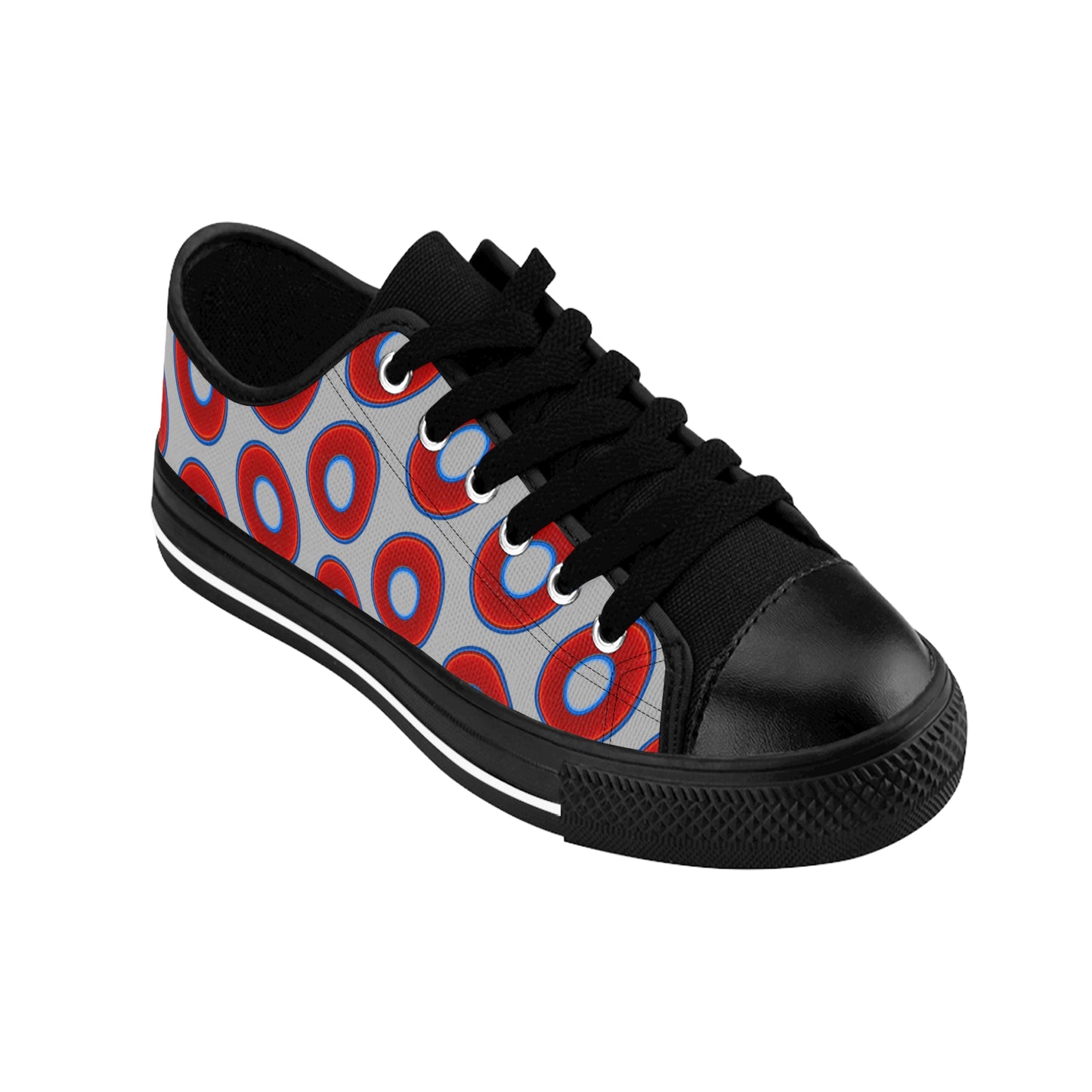 Men's Cushiony Convectors - Low Top - large red vivid donut print w/light gray background