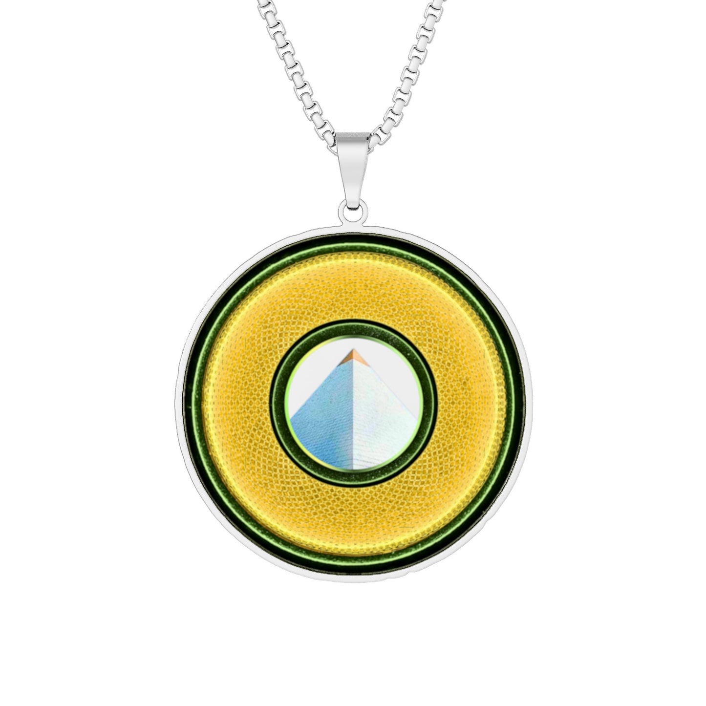 Lump's Heady Donut Necklace - 1" x 1" Stainless Steel Pendant - "Limestone Block Pendant" - rustic gold donut