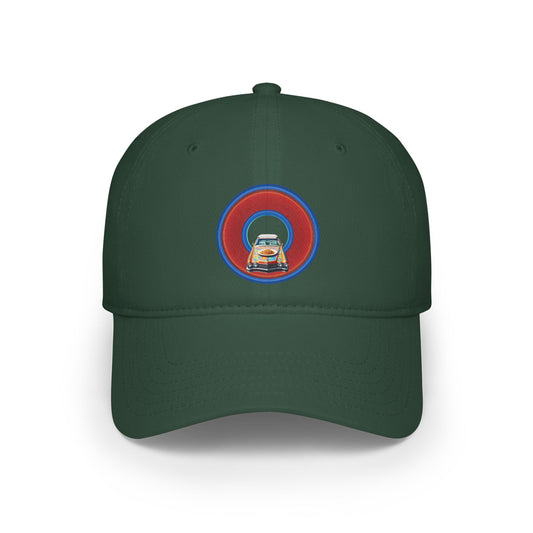 Lumpy Donut Baseball Cap - "Cadillac Rainbow Donut Cap" - variant 1 - rustic red donut w/