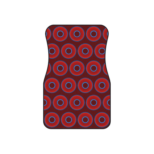 Contacted Car Mats - Set of 2/Front - vivid donut print w/dark red background