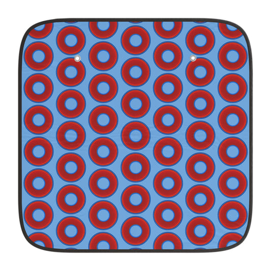 Automotive Donut Sun Shade - red vivid donuts w/light blue background